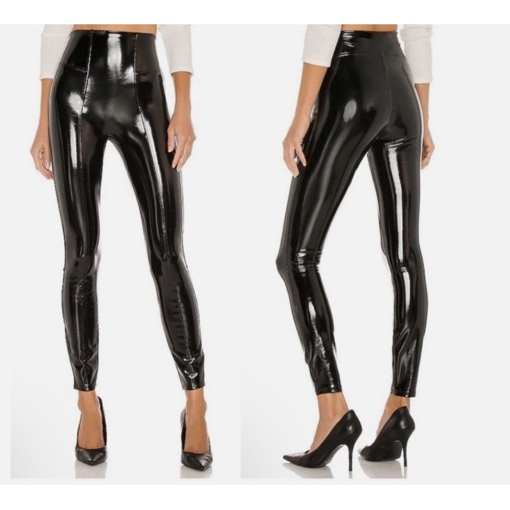 New SPANX Faux Patent Leather Gloss LEGGINGS-20301T (Tall)-BLACK Plus Size 1X